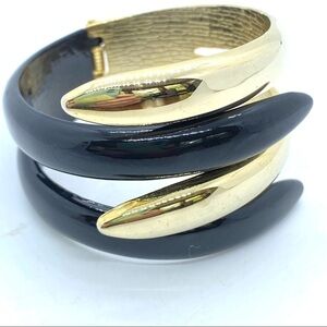 Vintage Gold and Black Hinged Bracelet